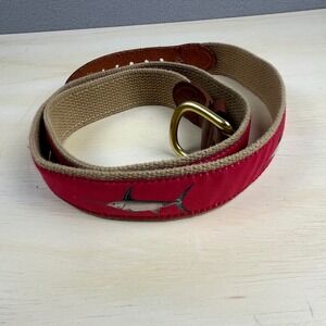 Leather Man Ltd Mens Red Swordfish Marlin Surcingle Belt Leather Brass Size 42